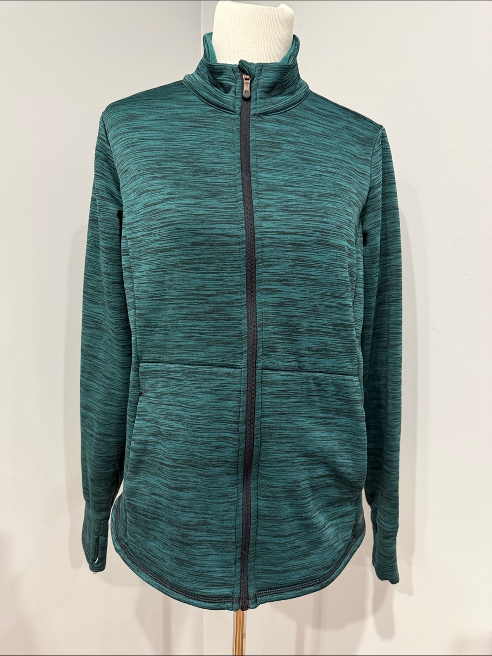 Women’s Teal Full-Zip Bomber Jacket - Stretch Knit